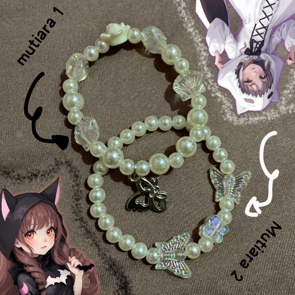 GELANG AESTHETIC LUCU ANAK & DEWASA GELANG MANIK MANIK MUTIARA