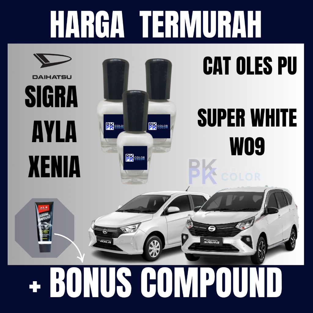 Cat PU Oles Penghilang Baret Mobil Putih W09 Daihatsu Sigra, Xenia, Ayla