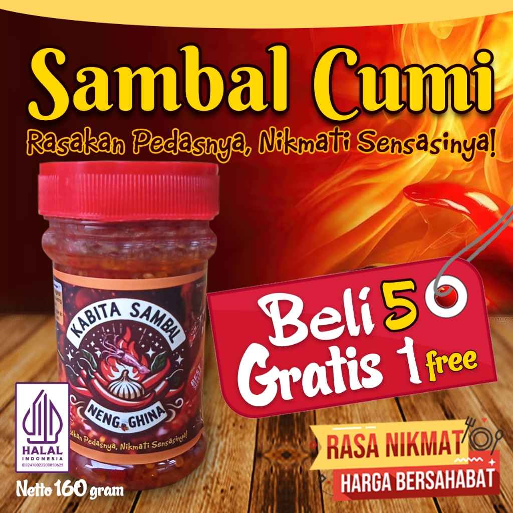 

Beli 5 Botol Gratis 1 Botol | Sambal Cumi Pedas dan Gurih Neng Ghina