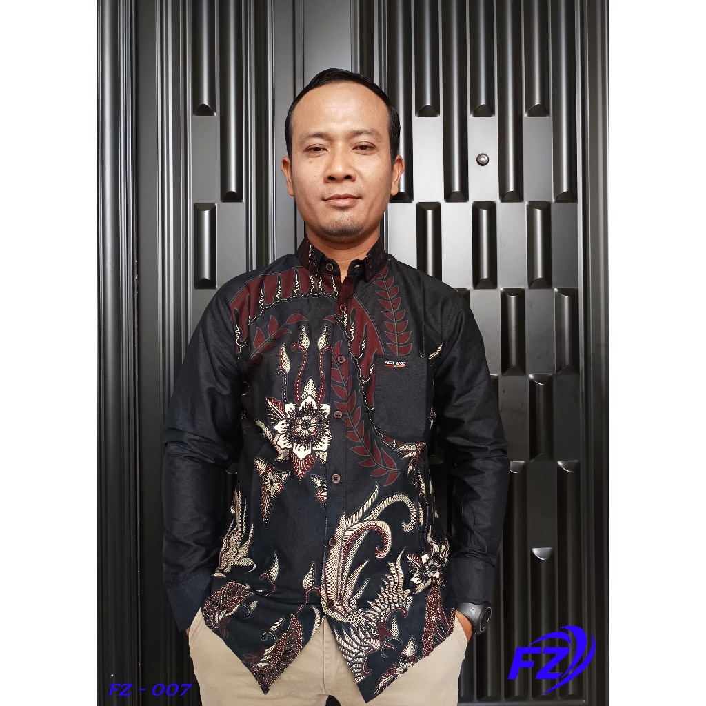 FZ Kemeja Batik Lengan Panjang Pria Dewasa Slimfit Katun Premium