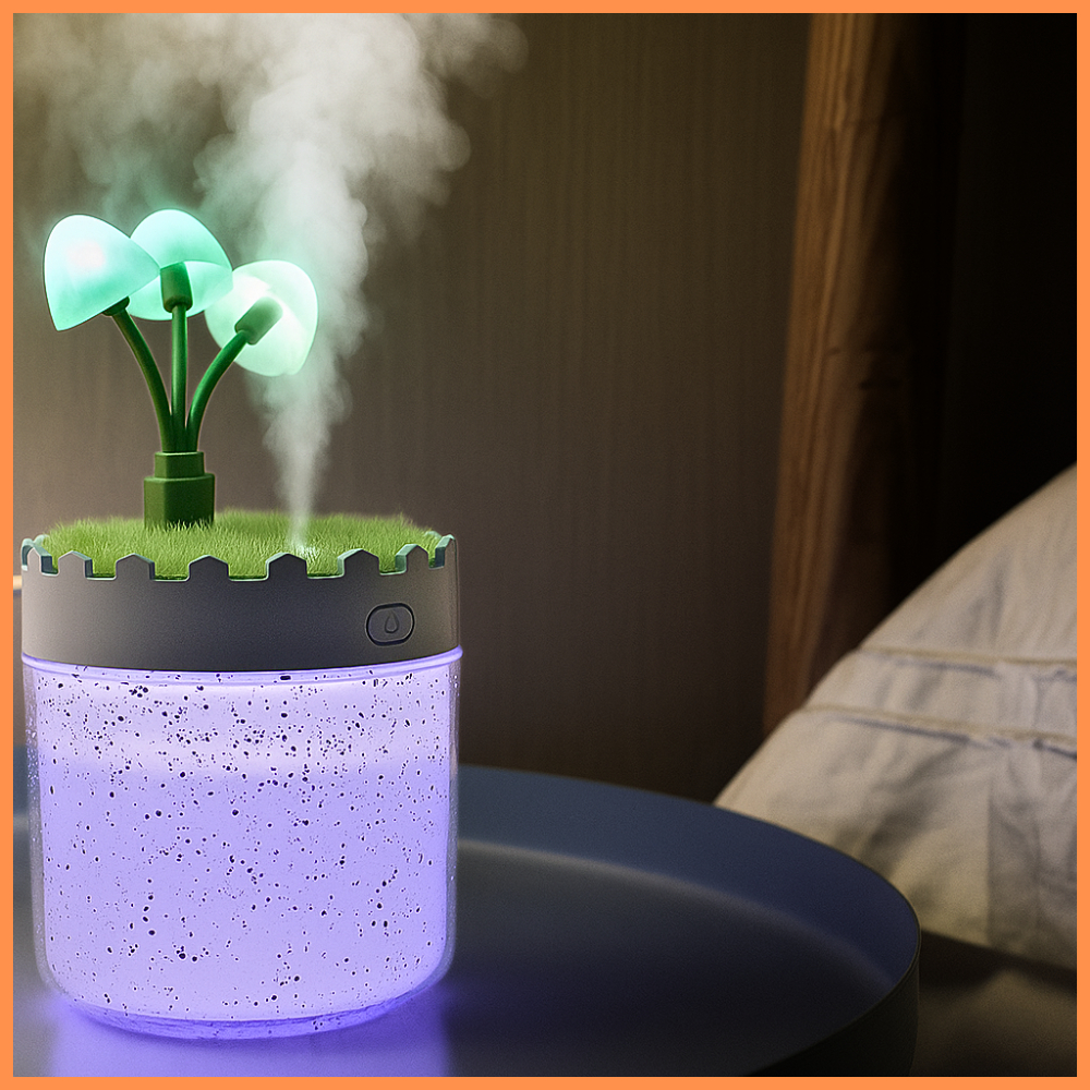

Humidifier Aromaterapi Jamur Rumput 300ml LED Estetik Pelembap Udara Nyaman Diffuser