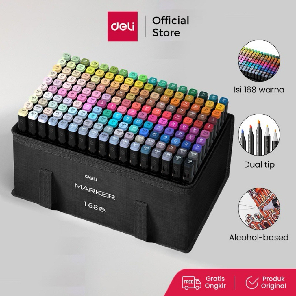 

Deli Marker 168 warna for colouring