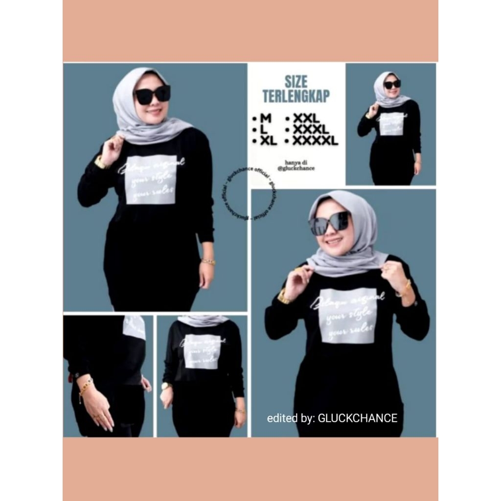 BAJU ATASAN KAOS DISTRO ZOLAQU POLOS OVERSIZE TANNY TEBAL ZLQ WANITA LENGAN PANJANG KOMBINASI SETRIP