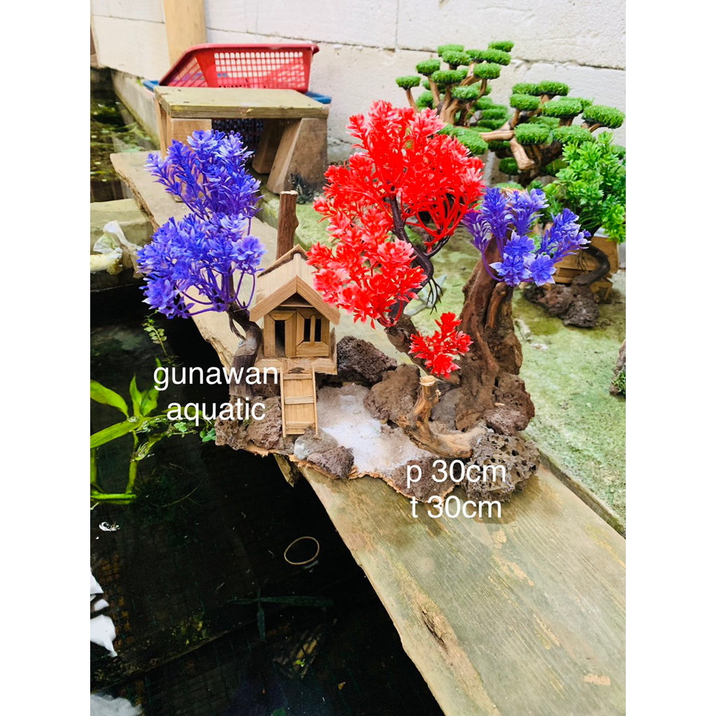 bonsai moss sintetis/daun sintetis-bonsai artificial hiasan