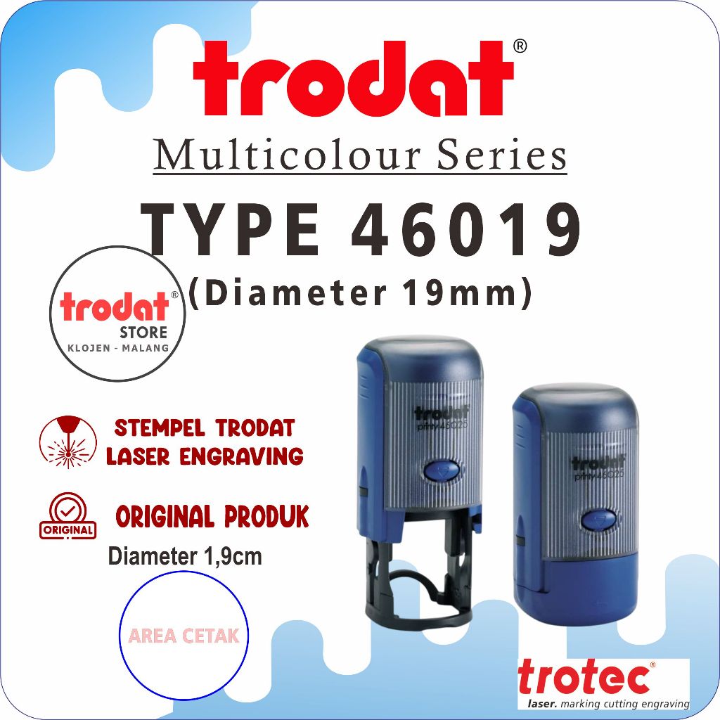 

Stempel Trodat 46019 (Diameter 19mm) Stempel Warna Otomatis, Original Trodat