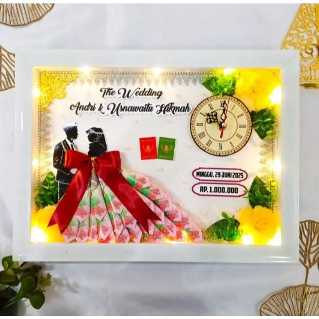 Mahar Pernikahan Gaun / Bingkai Mahar Jam Minimalis
