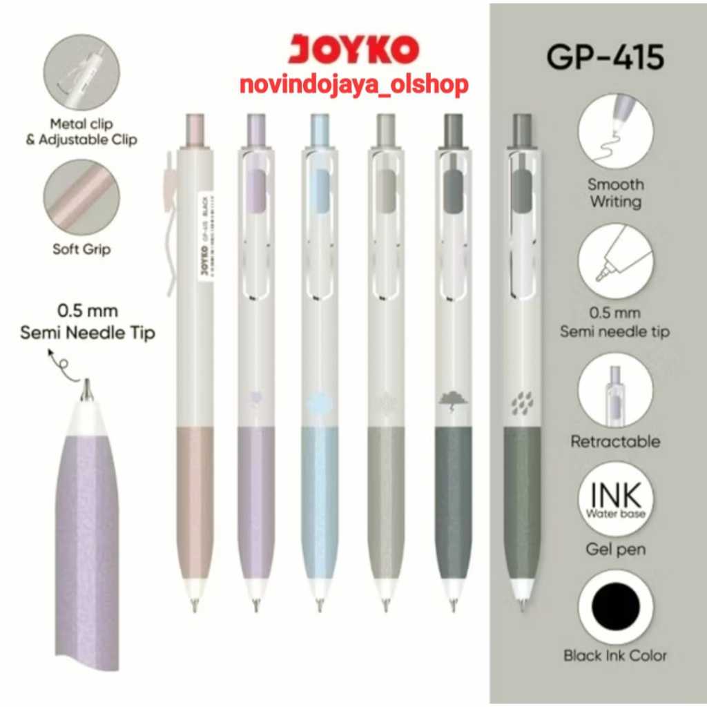 

PULPEN JOYKO RETRACTABLE GEL PEN G-415 HITAM 0,5MM TERMURAH GROSIR 1PAK (12PCS