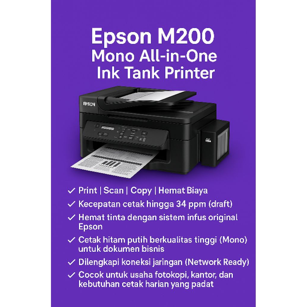 Printer Epson m200 mono all in one ink tank printer infus