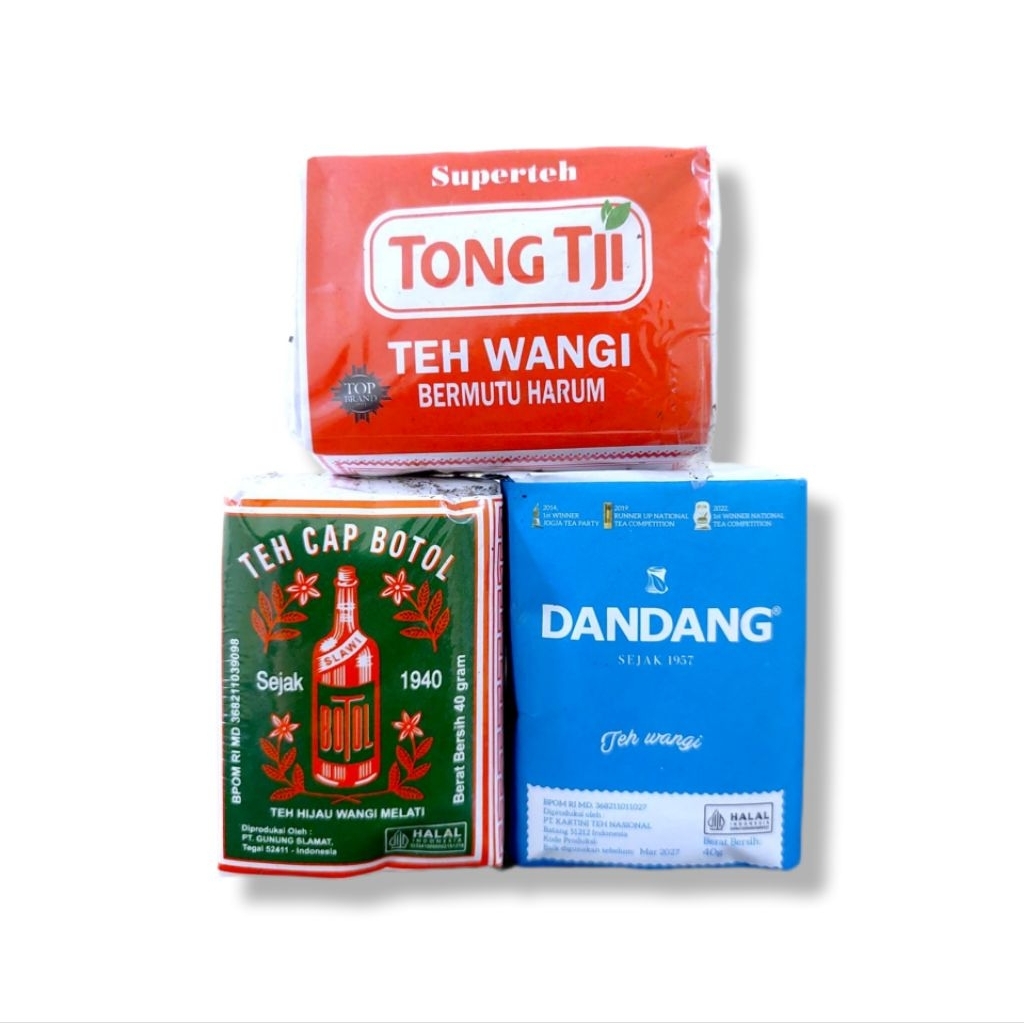 

Racikan teh dandang BIRU, cap botol HIJAU, tong tji super 40gram