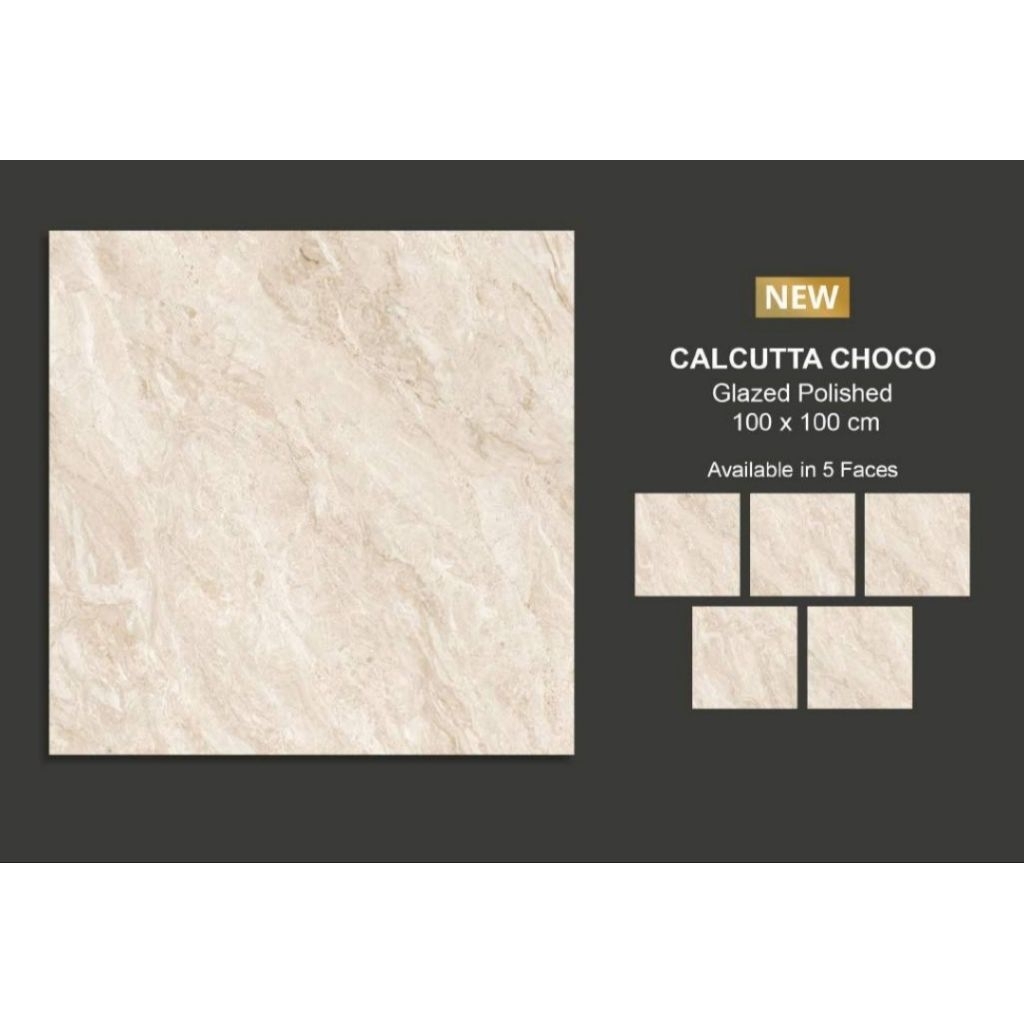 GRANIT MEREK VALENTINO GRESS TYPE CALCUTTA CHOCO UKURAN 100X100 GLAZED POLISHED