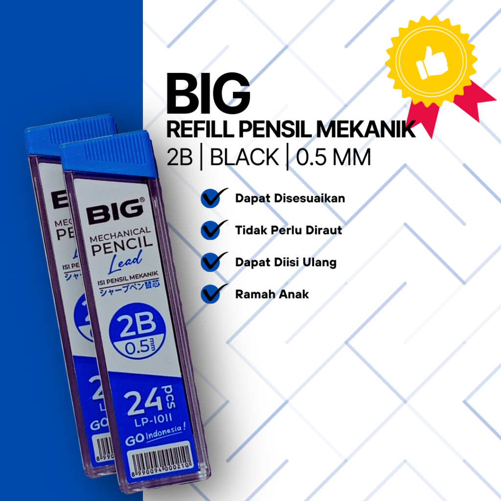 

Refill/Isi Ulang Pensil Mekanik Big Warna Biru/Hitam/2B/0.5 MM (1 Pcs)