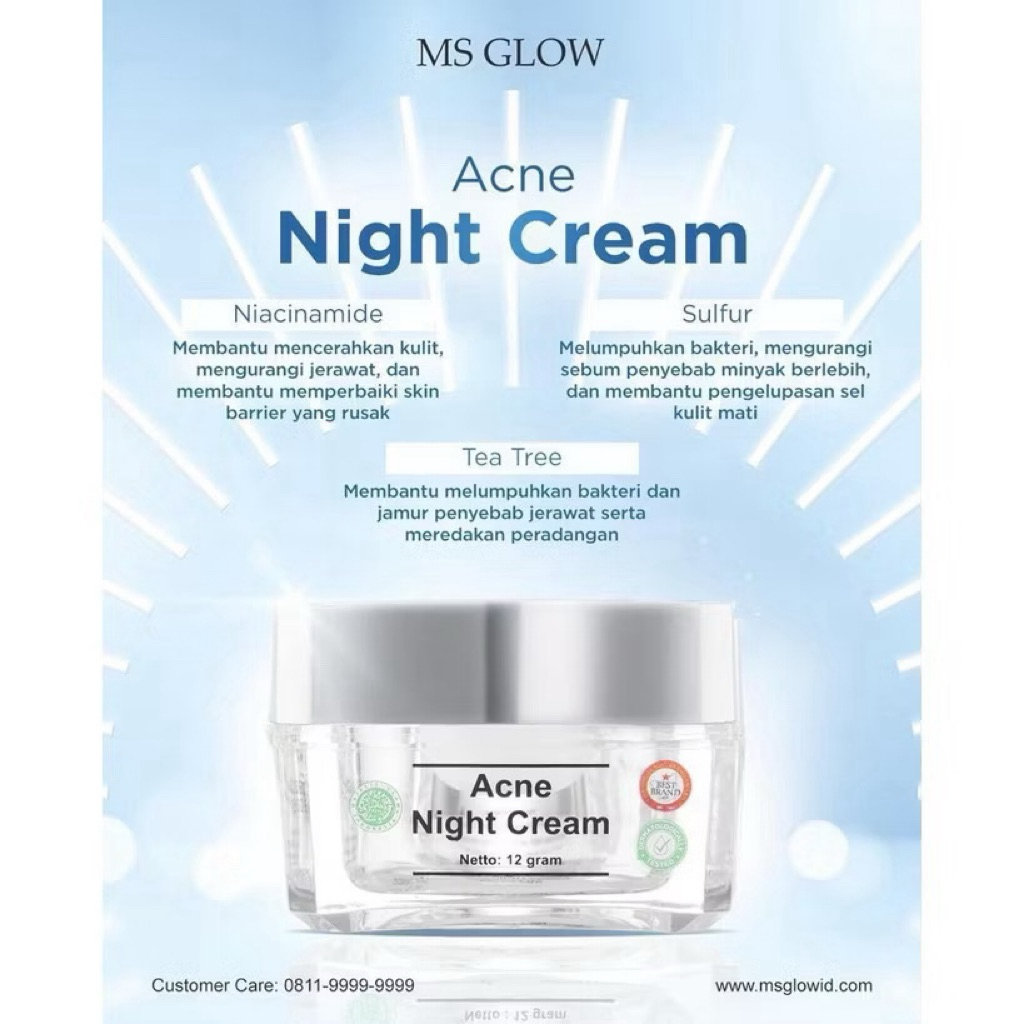 Night Cream Acne Ms Glow  Original