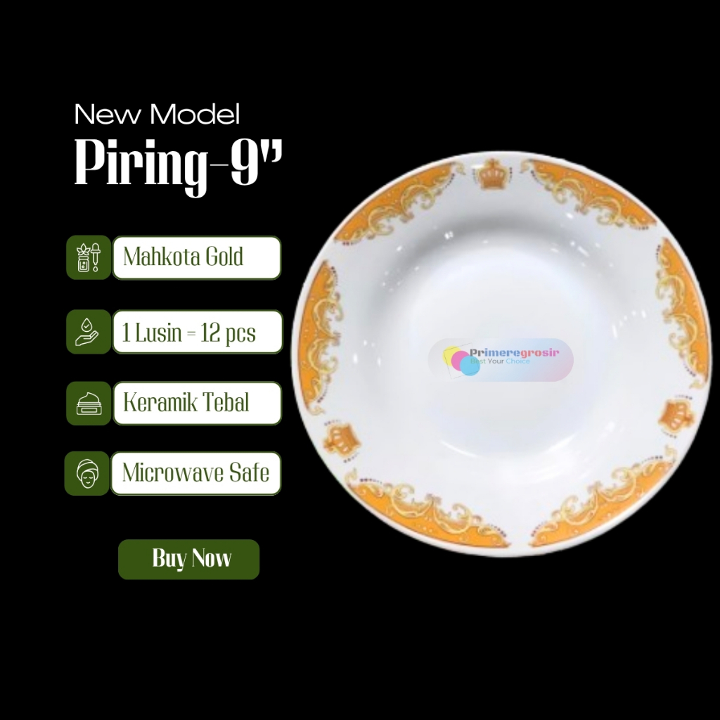 Piring Keramik 1 Lusin 12 pcs Murah 9 Inch / Piring Makan Keramik 1 Lusin