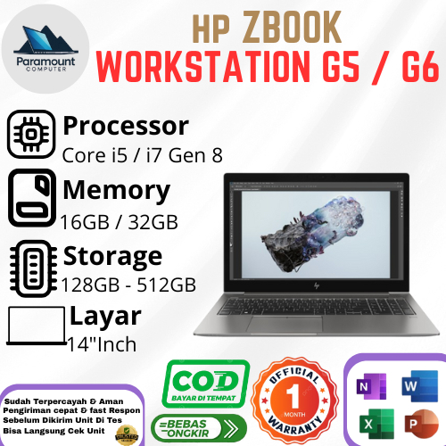 Laptop HP Workstation ZBOOK 14u G5 /G6 Core i7 gen 8 Dual VGA Ram 16GB / 32GB SSD 256GB / 512GB Laya
