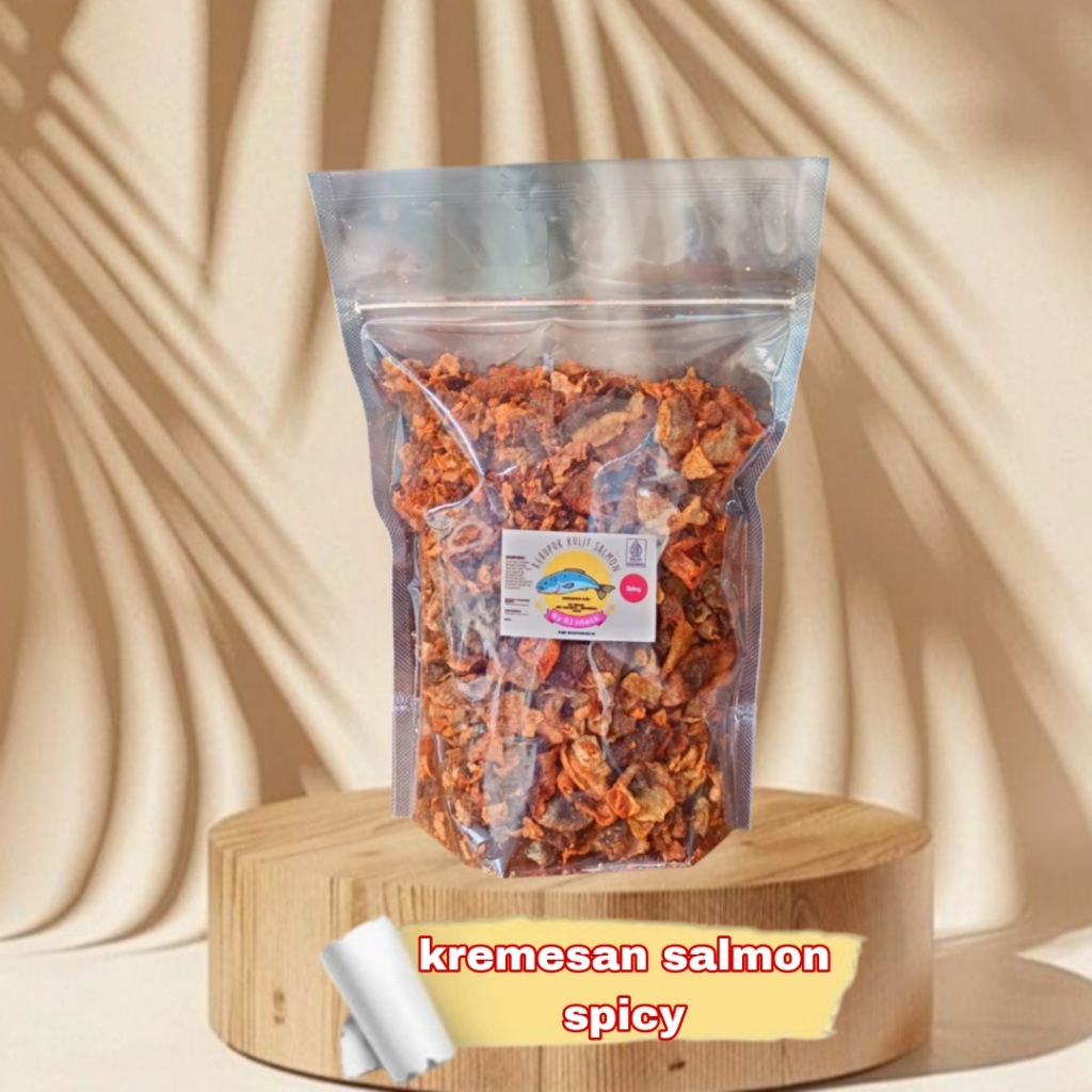 

Kremesan Kulit Ikan Salmon Varian Spicy Ukuran Pouch 250gr