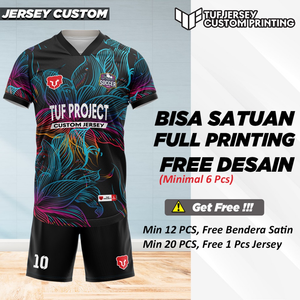 Jersey Printing Custom Futsal Sepak Bola Football Full Printing Basket Voli Volly Volley Badminton B