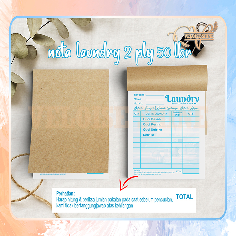 

VLSHINE (READY) Nota Laundry Mini 2 ply Ukuran 1/8 Folio isi 50 lembar