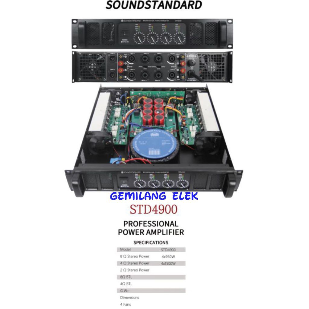POWER AMPLIFIER SOUNDSTANDARD STD 4900 4 CHANNEL