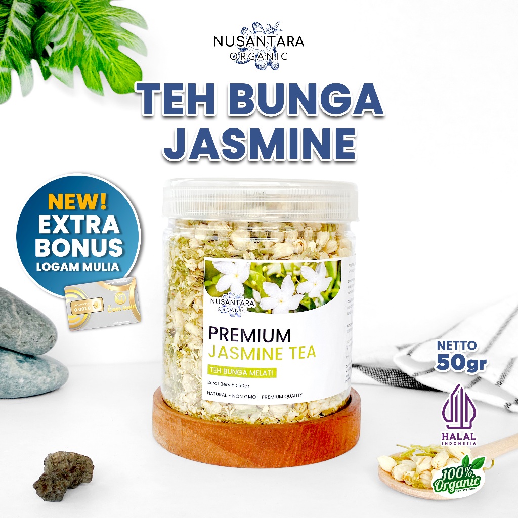 

Nusantara Organic Teh Bunga Melati Jasmine Flower Dried Asli Herbal Alami Tanpa Campuran 50gr