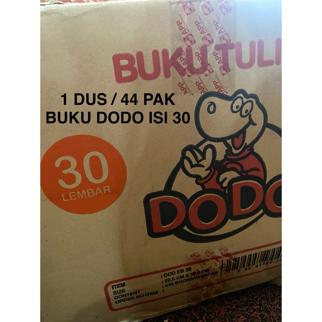 

1 DUS / 44 PAK BUKU DODO isi 30 lembar 1 pak 10 buku
