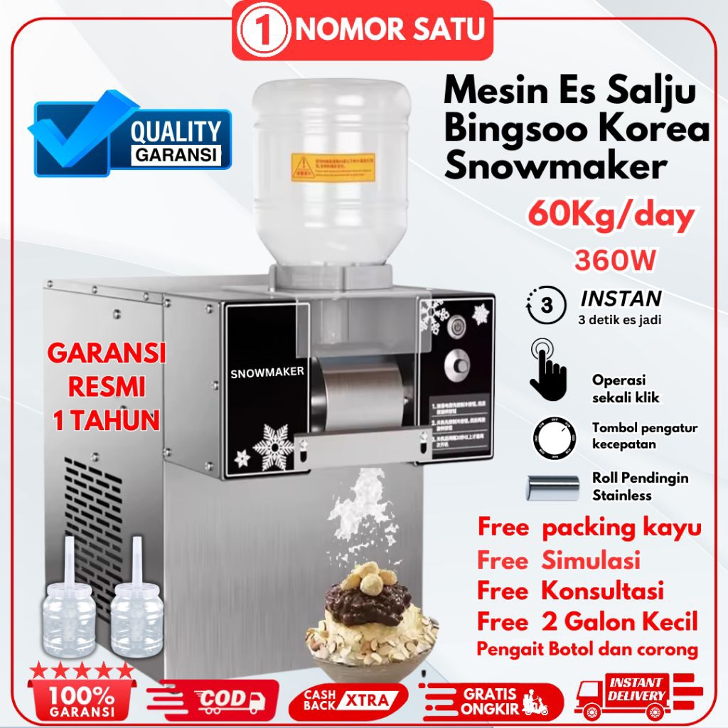 Mesin Es Bingsoo 360Watt Snowmaker 60kg/Day Es Salju Bingsu Korea Mesin ice Cream Es Serut