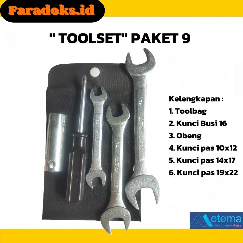 PAKET VARIAN LENGKAP TOOLKIT MOTOR TOOLSET MOTOR  HONDA/ YAMAHA/ SUZUKI "PAKET 9"