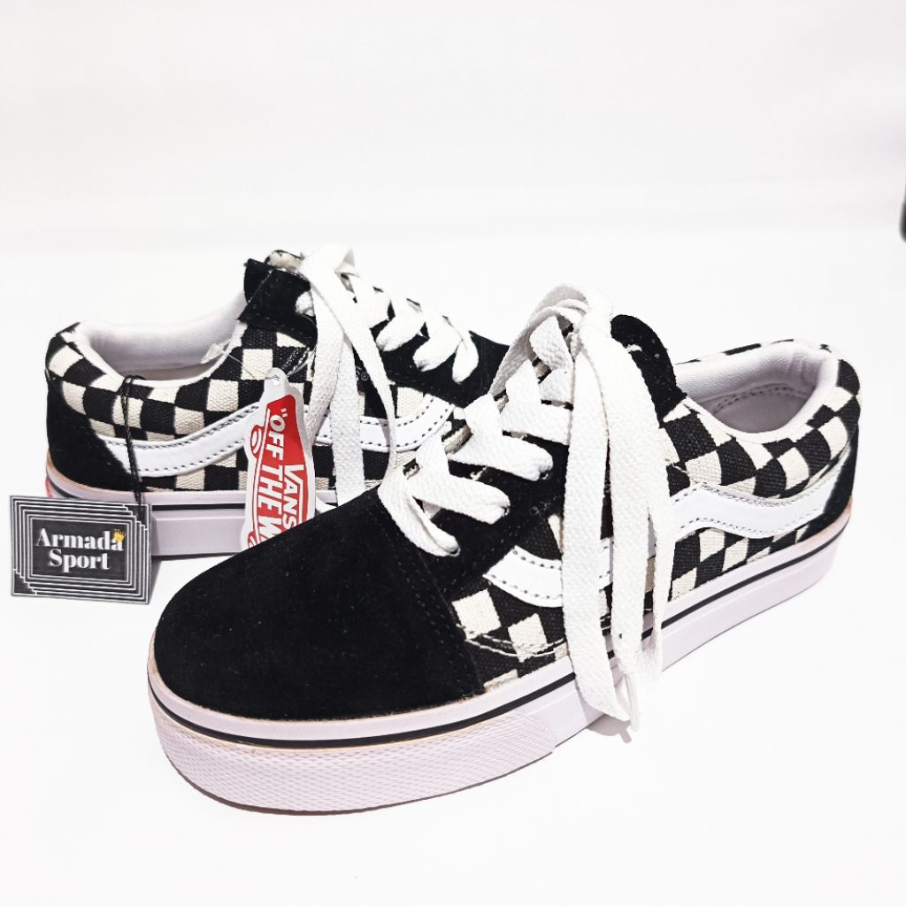 Sepatu Sekolah Anak Cowo Cewe Sepatu Vans Anak Catur Laki Laki Perempuan Tali Dan Velcro Size 21-35