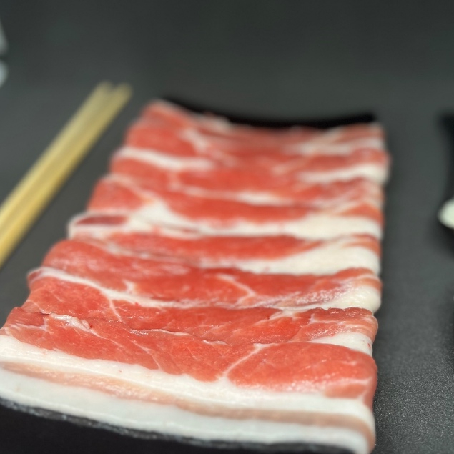 

Import Pork Belly Korean BBQ Premium Samgyeopsal Cut 2mm 500gram