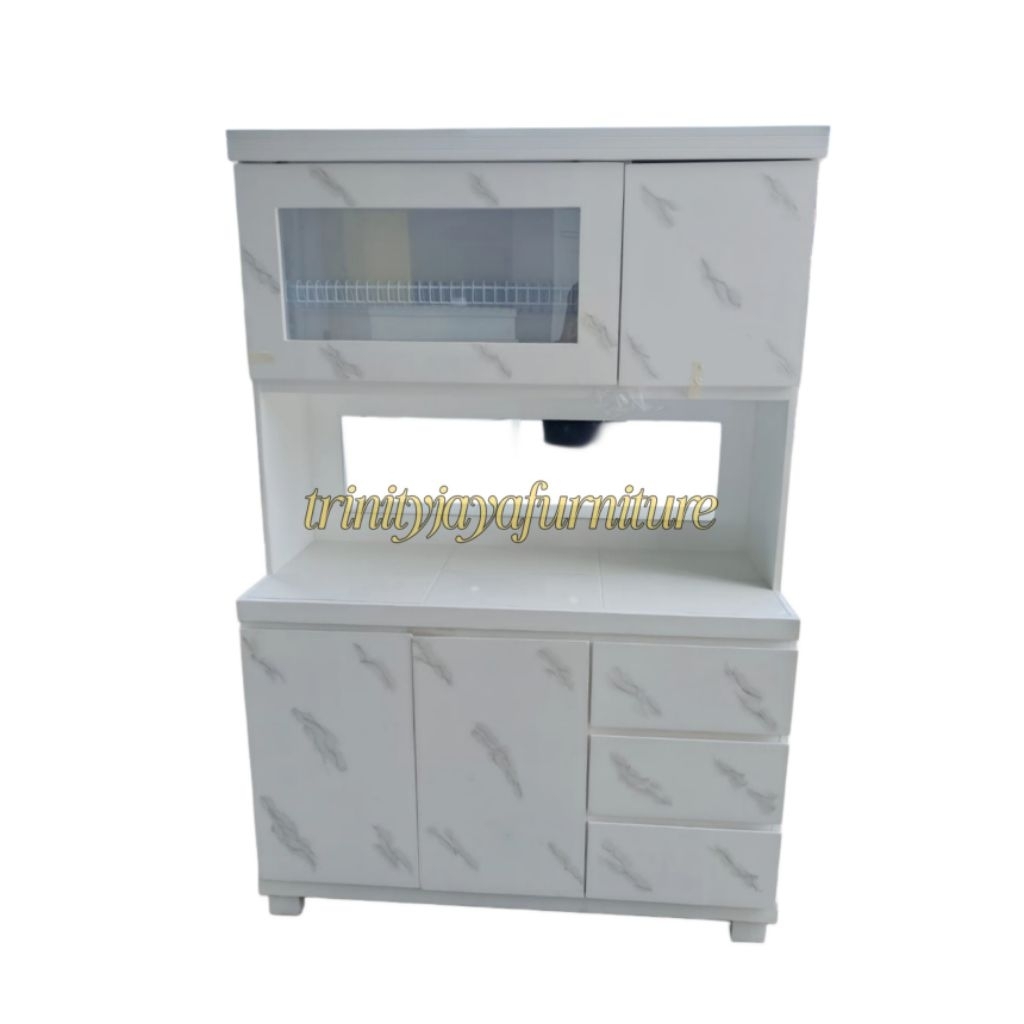 Lemari Dapur Lemari Sayur Lemari Piring 3 pintu Premium Teack 18ml Duco /trinityjayafurniture
