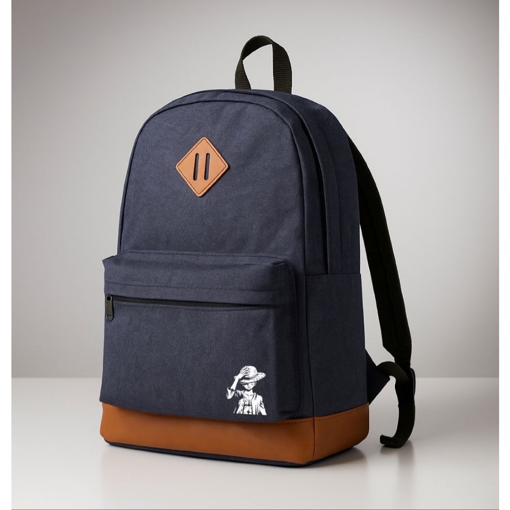 TAS RANSEL PRIA JEANS DENIM SABLON ANIME ONE PIECE KEREN TAS BACKPACK BAHAN JEANS DISTRO TAS RANSEL 