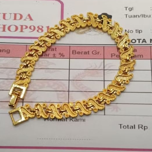 Gelang Sisik Naga Lapis Emas 18 Karat Terbaru