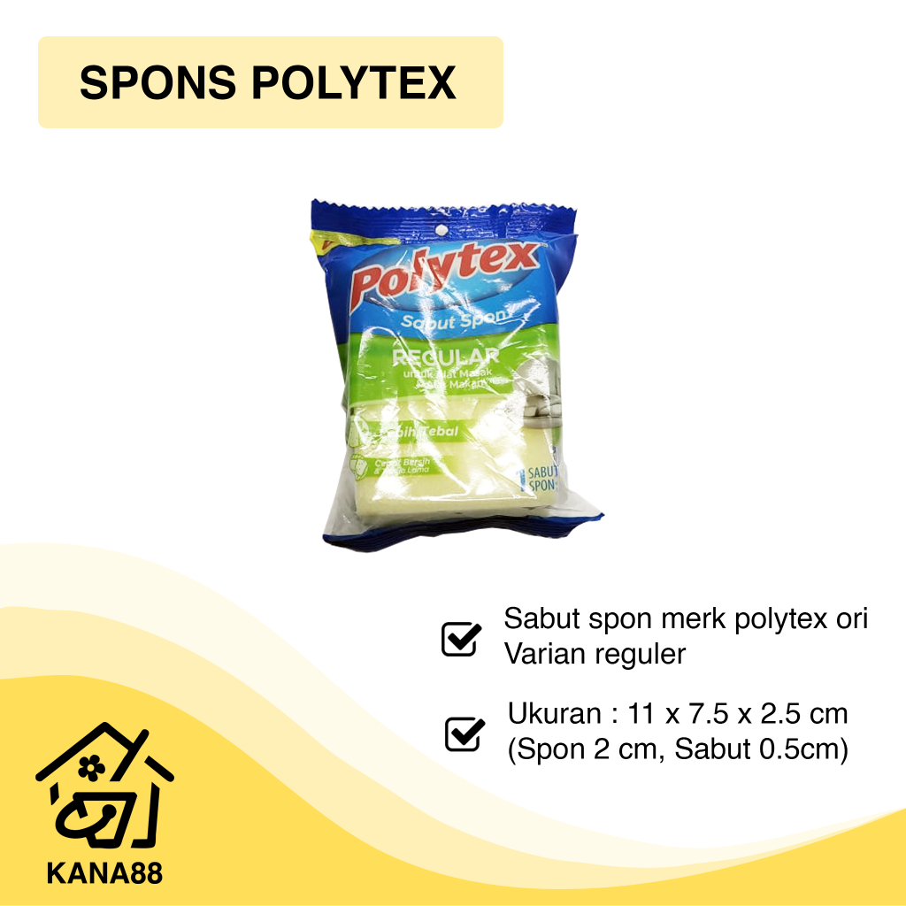 Spons Polytex Reguler Busa Pencuci Piring Premium Sabut Hijau Kuning Dishwashing Sponge