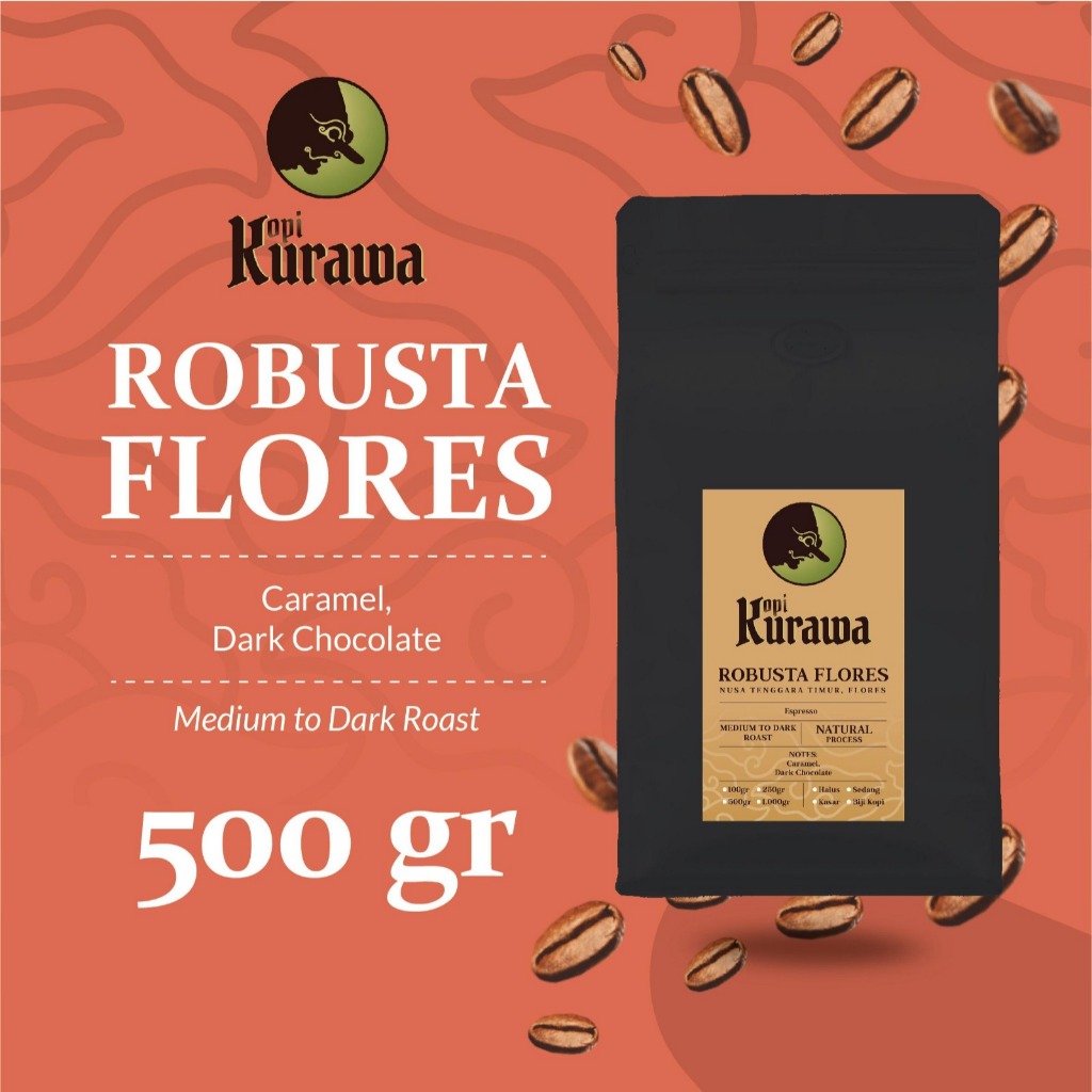 

Kopi Robusta Flores Bajawa Coffee Bean Roasted Beans Biji Bubuk 500gr