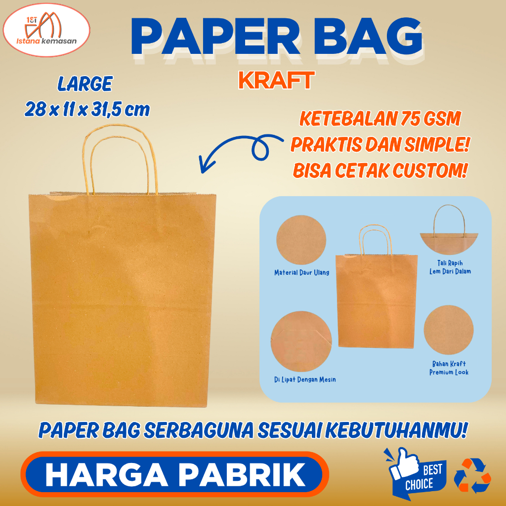 

Paper Bag Coklat Polos Ukuran Large