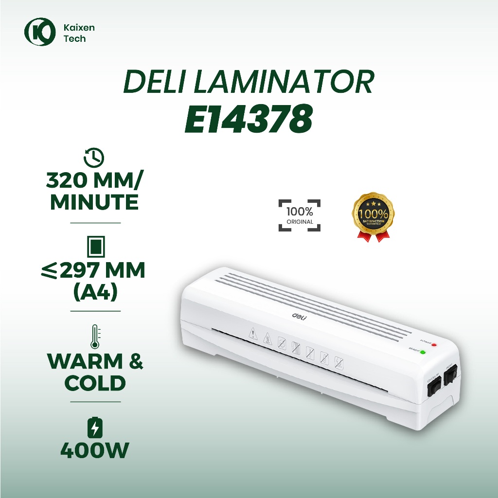 

Laminator Mesin Deli Laminating A4 80-125 Mic Laminasi Hot&Cold Foto Dokumen E14378 320 mm/menit