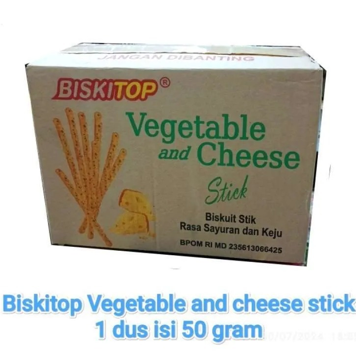 

TERMURAH BISKITOP VEGETABLE AND CHEESE STICK 1 DUS ISI 40 BUNGKUS / BISKITOP VEGETABLE AND CHEESE STICK BISKUIT