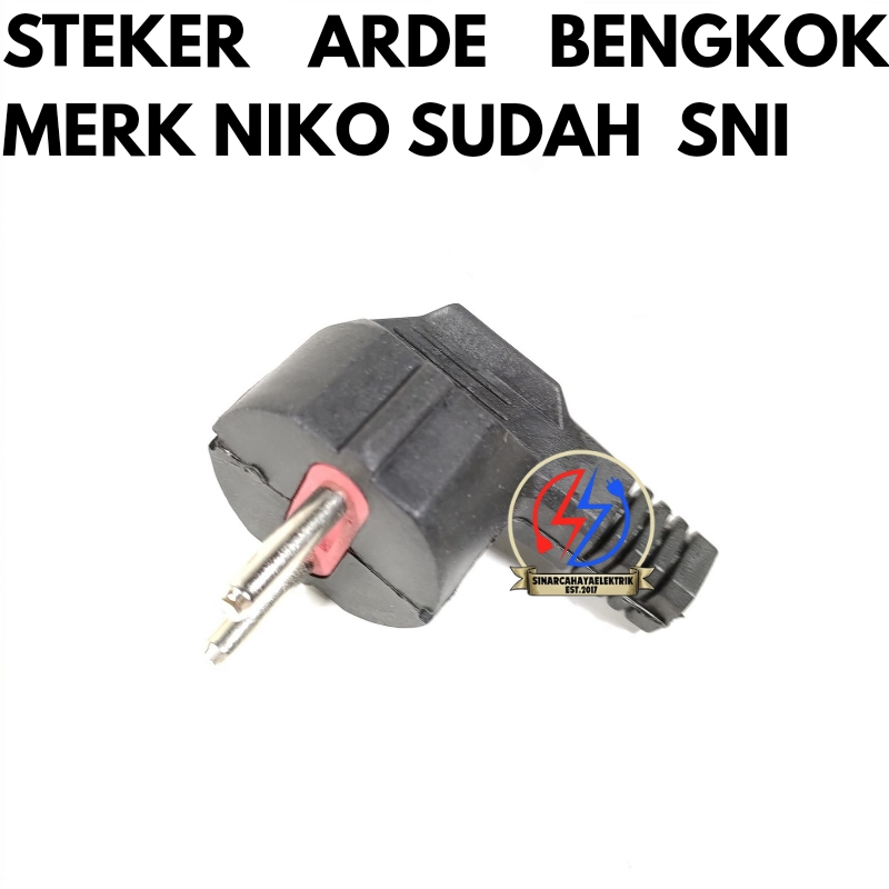 Steker Colokan Listrik L Arde / Steker Arde Bengkok Warna Hitam