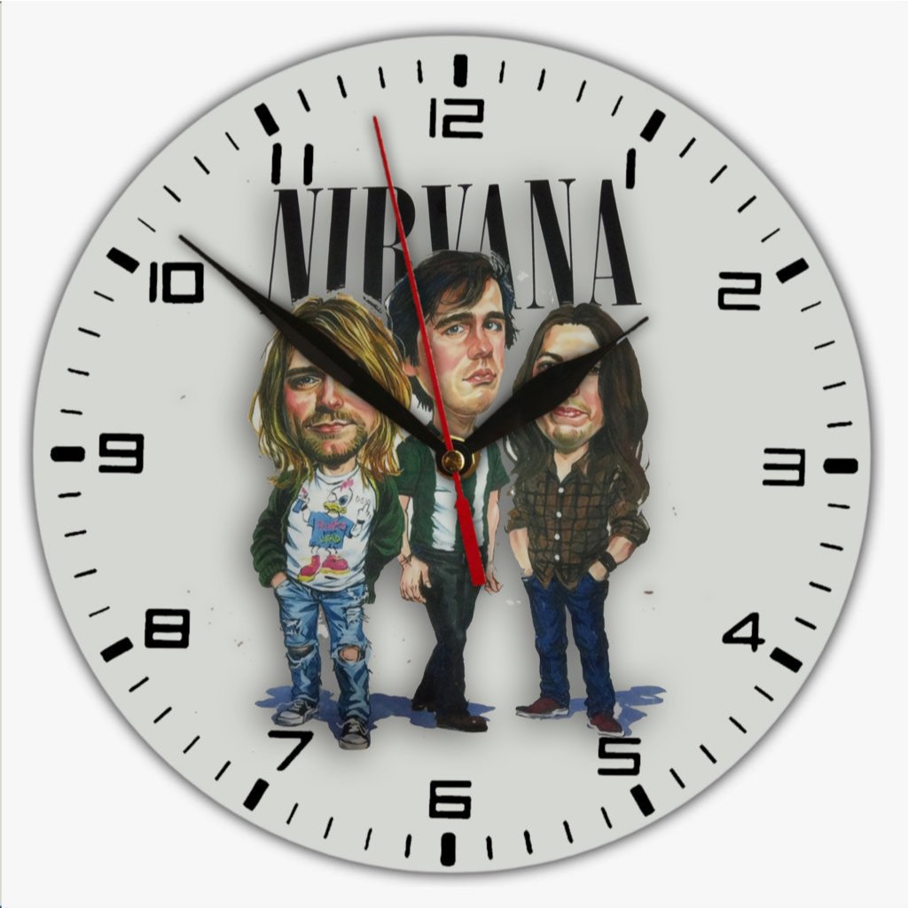 Jam Dinding NIRVANA BAND Aesthetic Ruang Tamu Kayu PVC