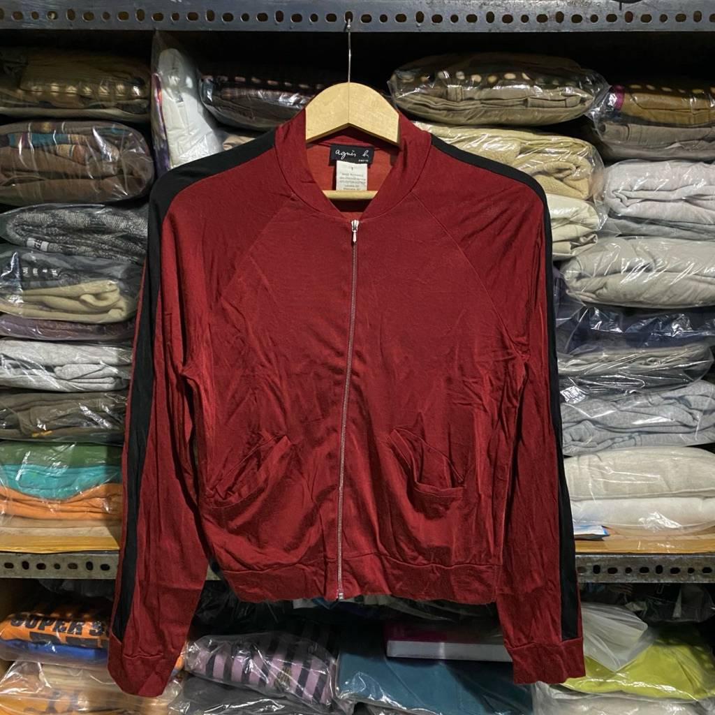 Agnes B Paris Cotton Viscose Jacket Merah Size 1 52x48 Made in France