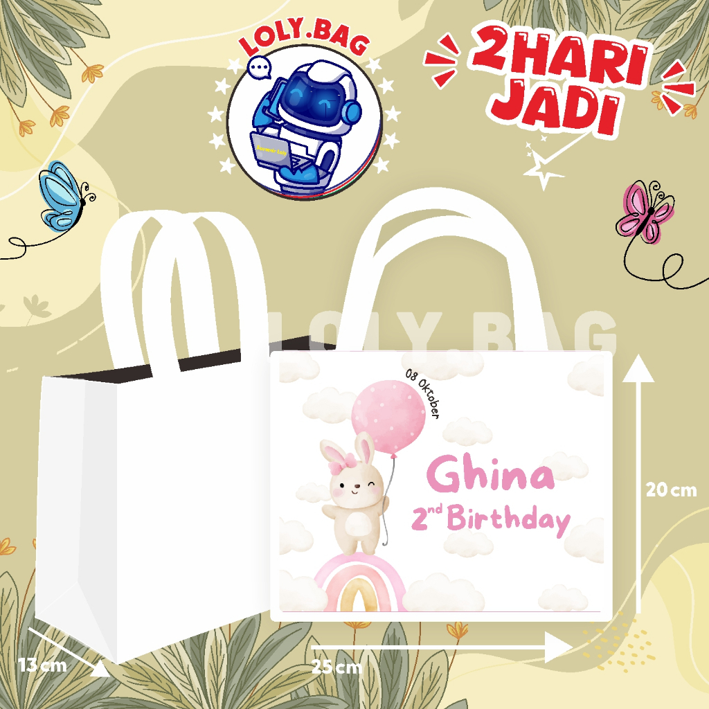 

Tas Ulang Tahun / Tas Terlaris / Tas Ultah / Goodie Bag Ultah / Tas Ulang Tahun Anak / Tas Tema Bunny
