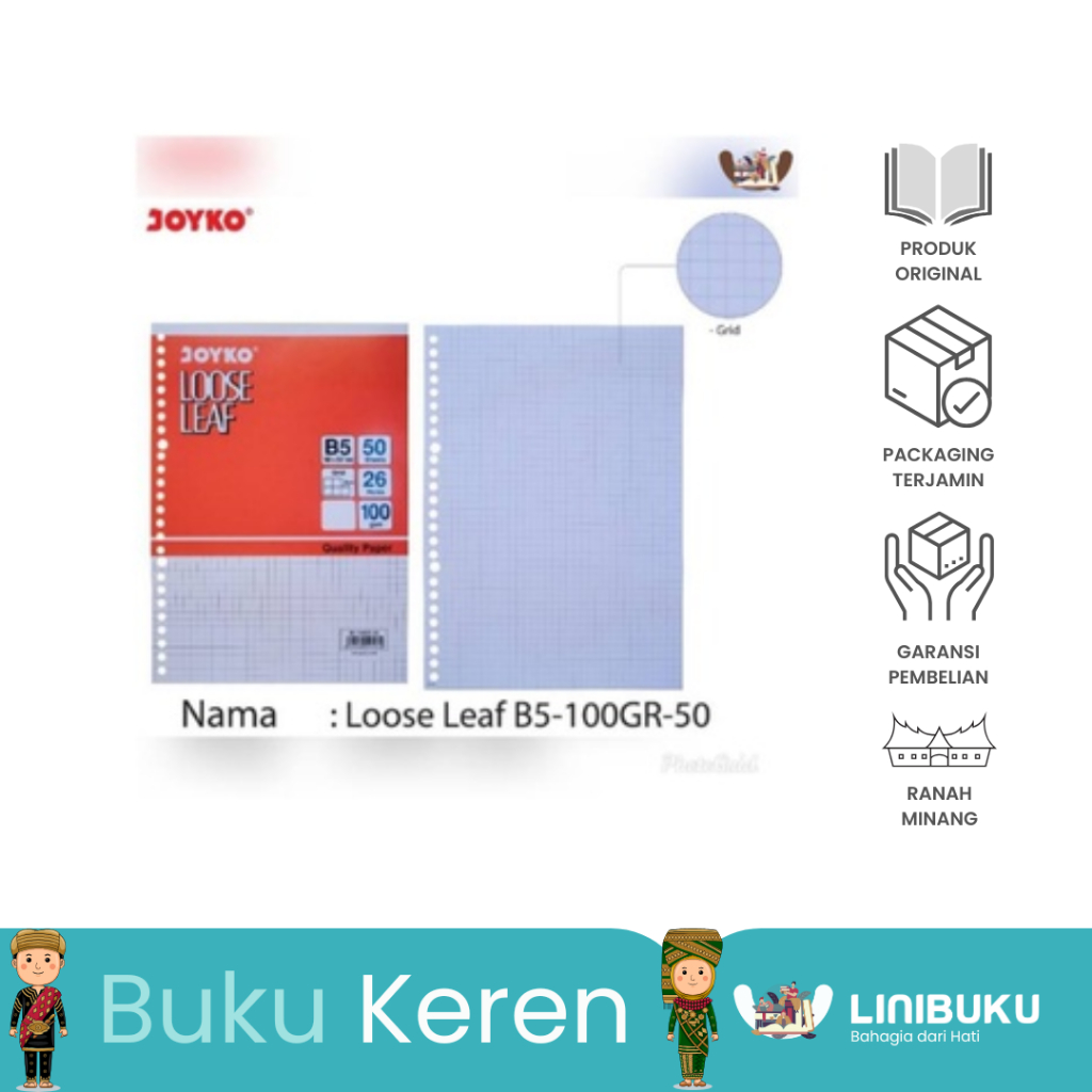 

Loose leaf B5 100 gram Joyko KERTAS FILE Grid Dotted POLOS isi 100 lembar - ATK