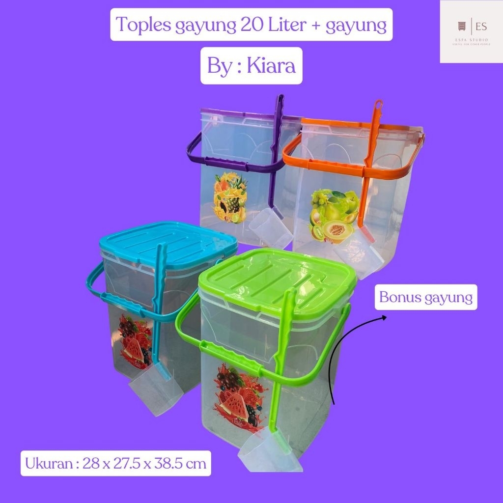 Toples Es Buah + Gayung Kiara 20 Liter / Aquarium Es buah / Tempat Es Buah