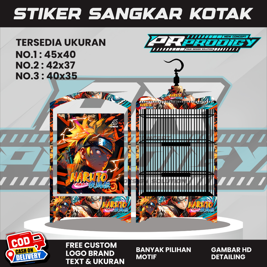 Stiker Decal NARUTO /Sangkar Burung Koper/Single Fighter Kotak - Sangkar Burung Kosan
