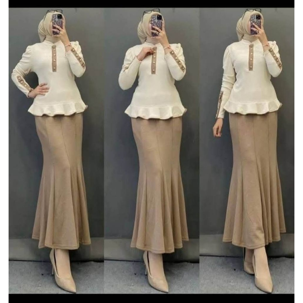 setelan rok knit import premium