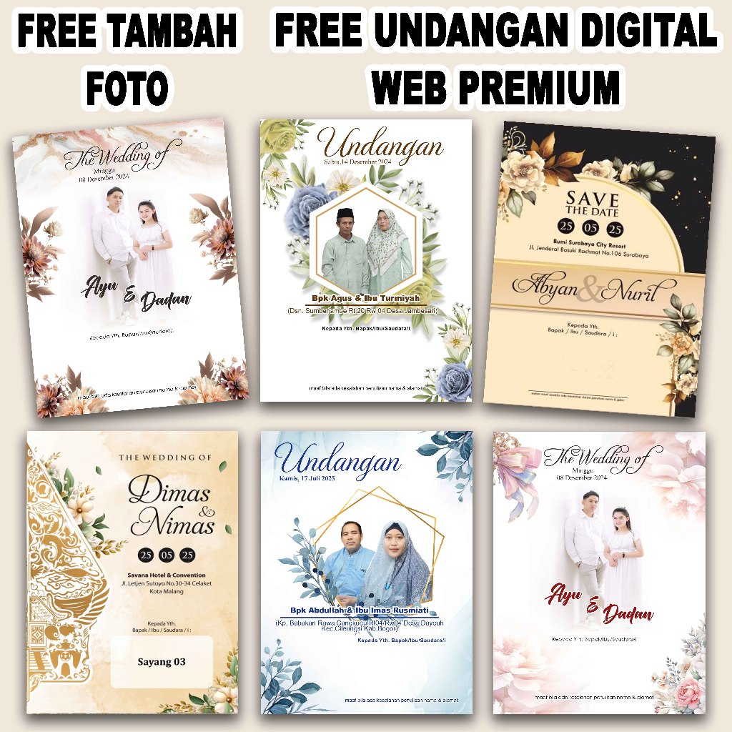 Undangan Pernikahan Foto 1 Hari Jadi Bisa COD  Undangan Nikahan Orang Tua