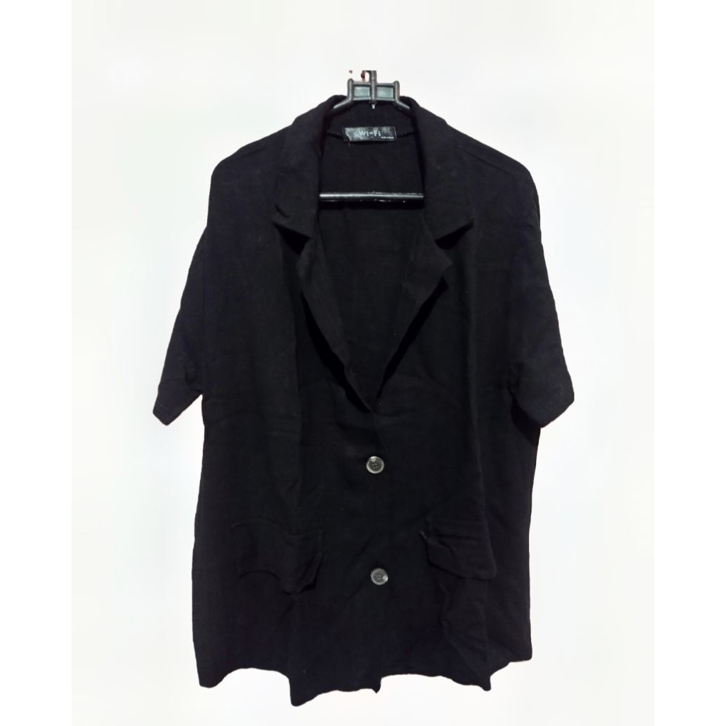 Blazer Linen Lengan Pendek Hitam