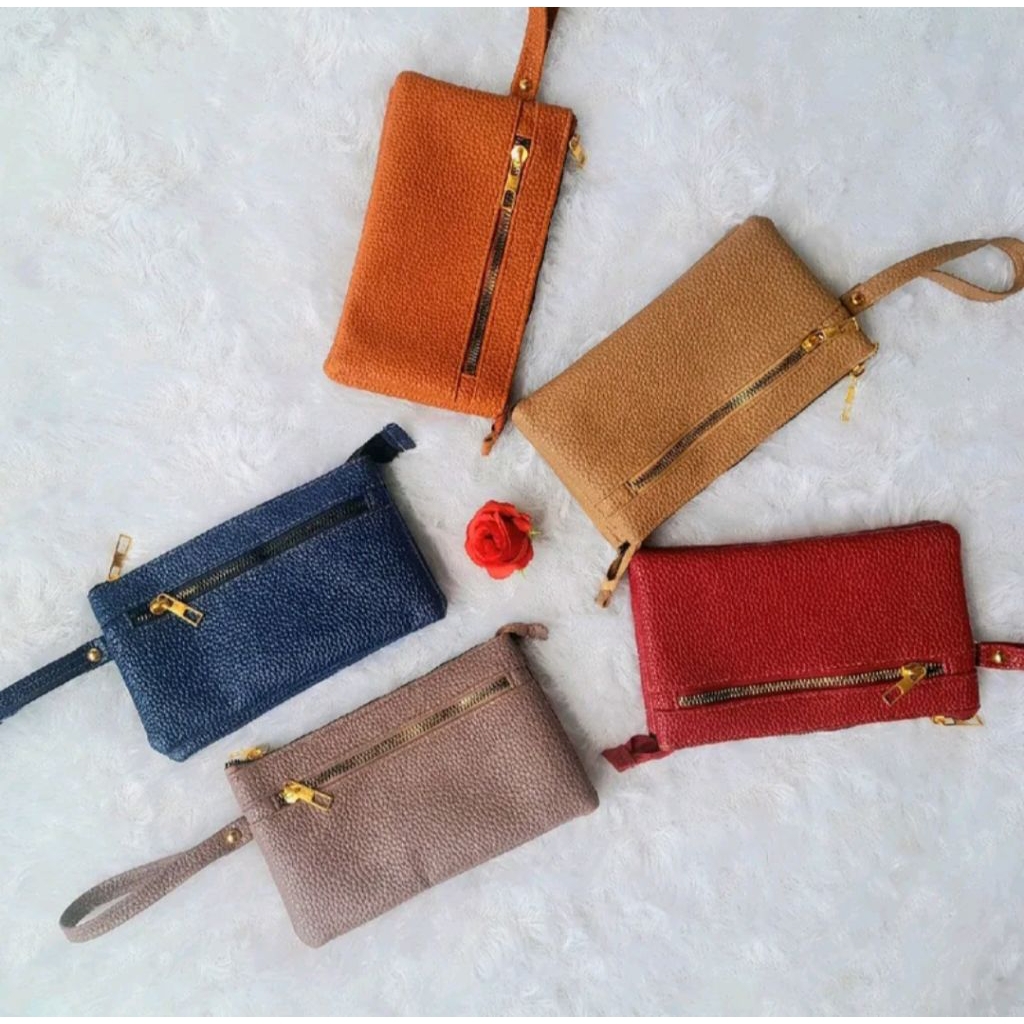 Dompet Wanita Papirut 2 Resleting - ada 3ruang didalamnya, Terlaris Simpel & Cantik muat HP, Lipstik