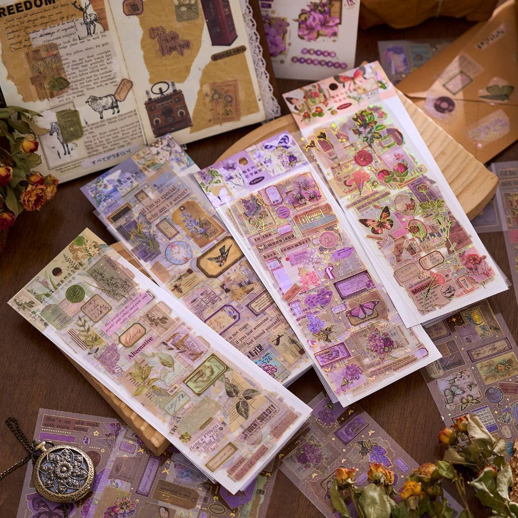 

[JUNE] Vintage Dream Sticker Set untuk Scrapbooking 6 lembar sheets PET DIY Scrapbook Journal Bujo Journaling Diary Buku Harian Decorations