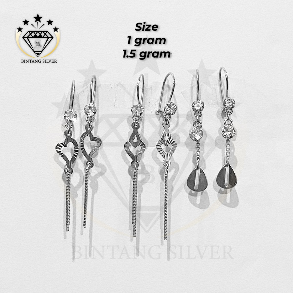 Anting Kait Panjang Jurai Rantai Remaja Dewasa Lapis Emas Perak Asli Silver 925
