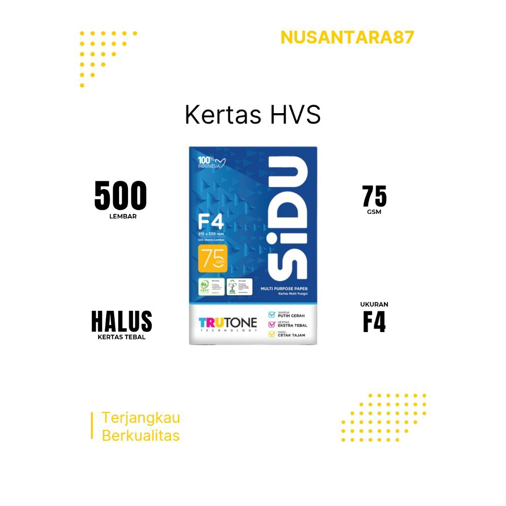 

Sidu Kertas Fotocopy HVS F4 75 Gsm